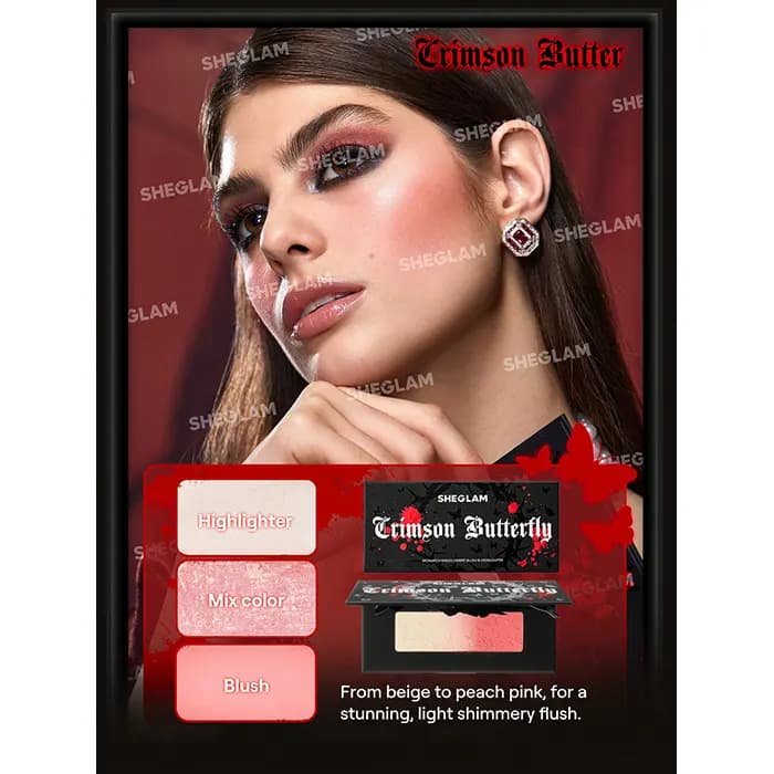 پالت رژگونه و هایلایتر شیگلم SHEGLAM مدل Crimson Butterfly — تصویر ۹