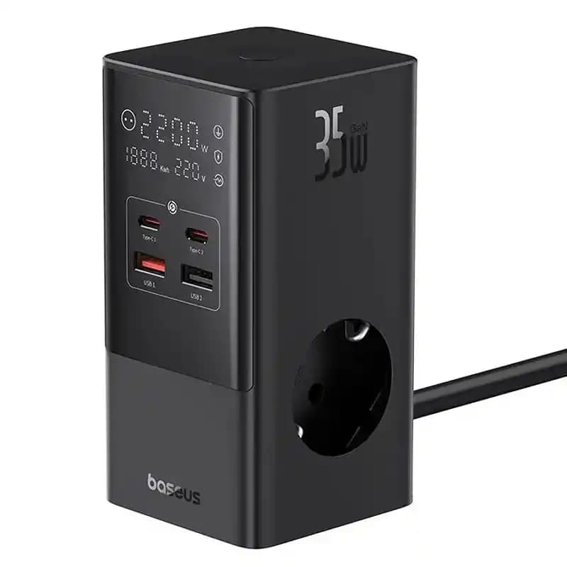 شارژر رومیزی باسئوس Baseus PowerCombo Tower 3AC+2u+2C E00023606113-00 35W — تصویر ۸