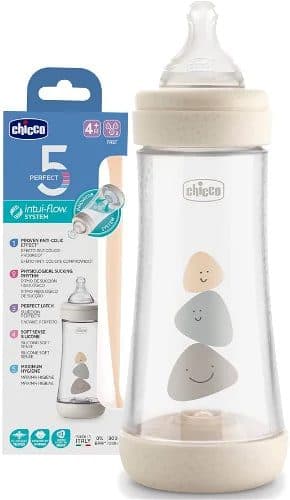 شیشه شیر پرفکت perfect ۵ میل 300ml ضد نفخ +4m چیکو chicoo — تصویر ۱۰