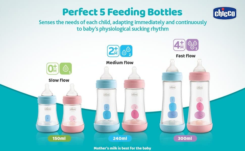 شیشه شیر پرفکت perfect ۵ میل 300ml ضد نفخ +4m چیکو chicoo — تصویر ۸
