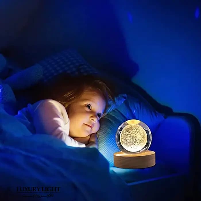 چراغ خواب گوی شب خواب ماه کریستالی مدل ماه کامل — تصویر ۷