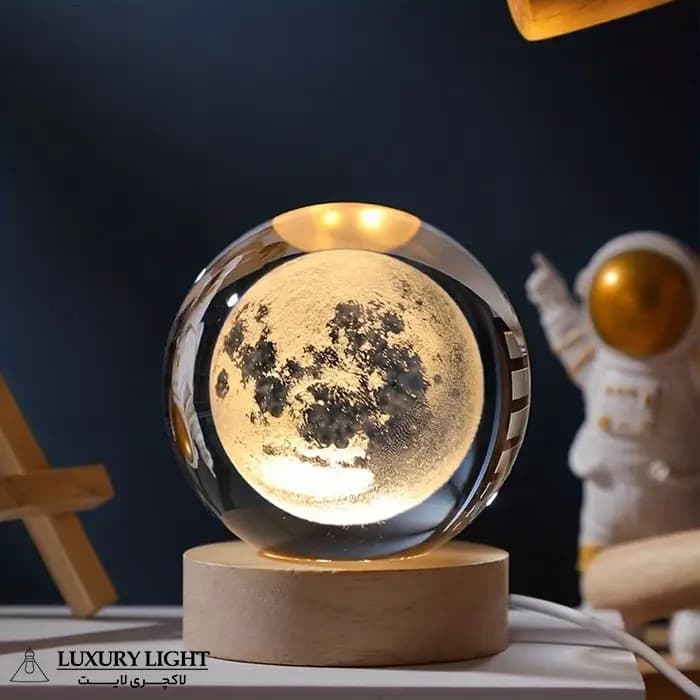 چراغ خواب گوی شب خواب ماه کریستالی مدل ماه کامل — تصویر ۳