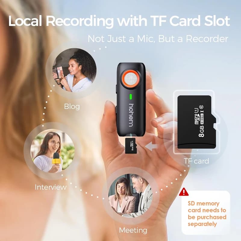 میکروفون بیسیم HOHEM مدل MIC‑01 تایپ سی — تصویر ۵