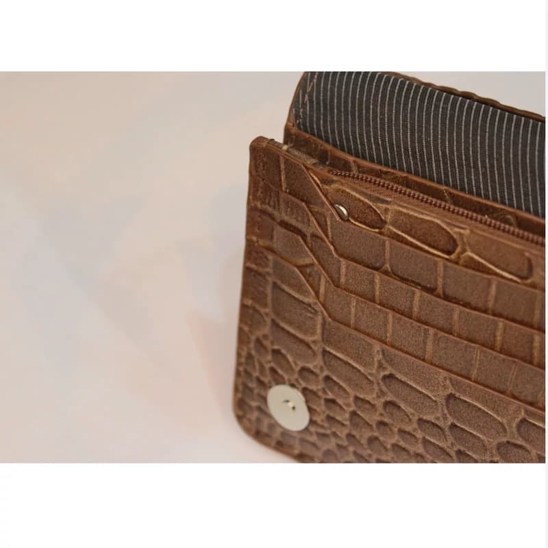 کیف پول مدل چمن طرح کروکودیل ریز چرم طبیعی کد CH8025 — تصویر ۴