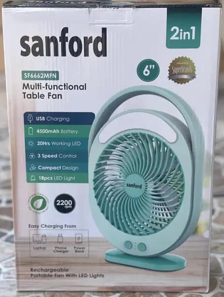 پنکه شارژی رومیزی سانفورد مدل SF6662MFN | خرید Sanford Desk Fan — تصویر ۵