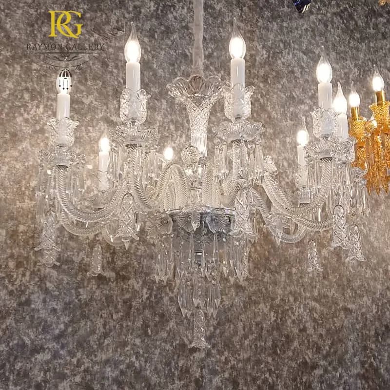 لوستر باکارات شفاف کریستالی اشرافی(8 شاخه) — تصویر ۳