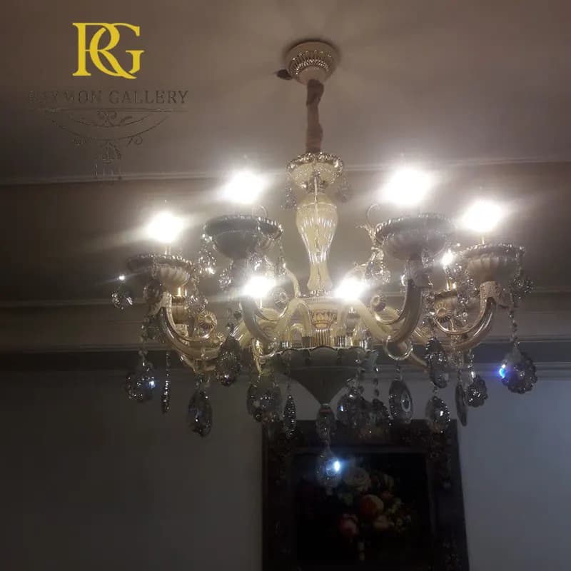 لوستر سلطنتی سفید طلایی سبک مورانو — تصویر ۳