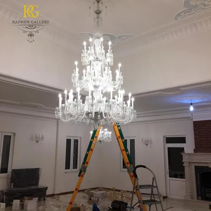 لوستر باکارات طبقاتی سفید مجلل(48 شاخه) — تصویر ۷