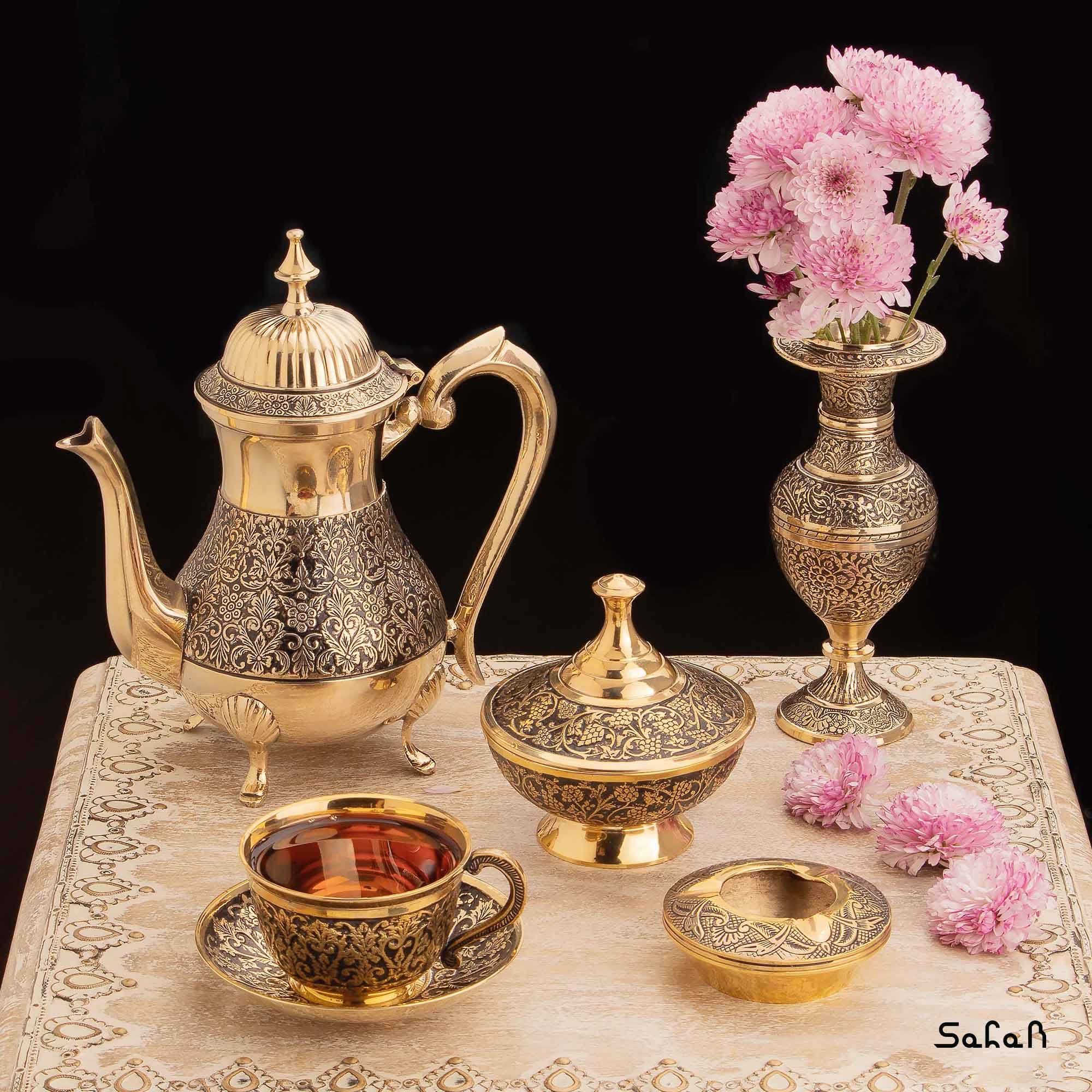 ست چای خوری برنجی آنتیک کد 002