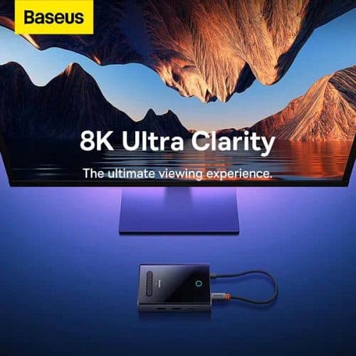 هاب تایپ سی 8 پورت باسئوس مدل WKYY030413 با 2 پورت HDMI و 2 پورت USB 3.0 و پورت DP و VGA و Type-C 3.0 PD و Type-C PD — تصویر ۱۰
