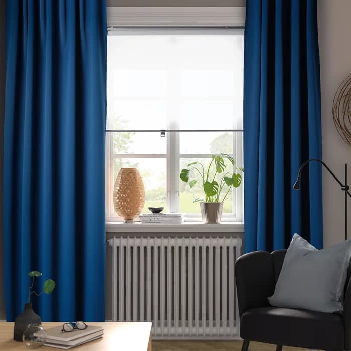 یک جفت پرده ضخیم آبی تیره با نوار تزئینی ایکیا 145*300 مدل MAJGULL — تصویر ۳