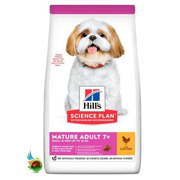 غذای خشک سگ بالغ نژاد کوچک هیلز با طعم مرغ Hill’s science plan mature adult 7+ with chicken وزن ۱.۵ کیلوگرم