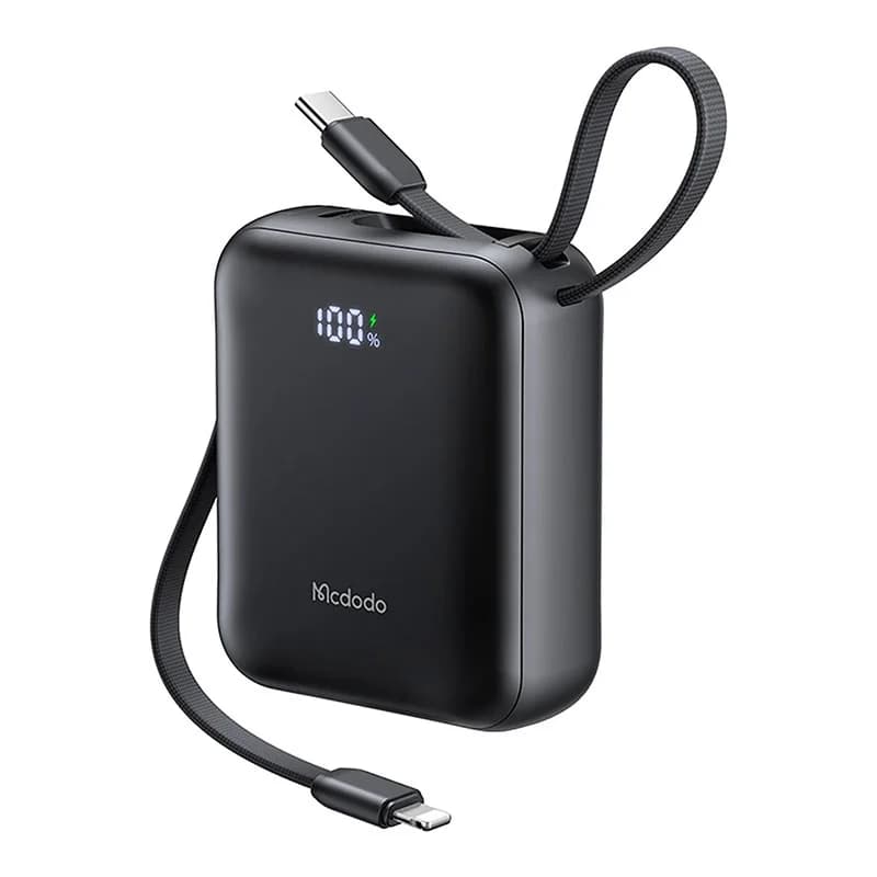 پاوربانک مک دودو 10000 میلی آمپر 22.5 وات مدل MC-862 دارای کابل Type‑C و Lightning متصل — تصویر ۹