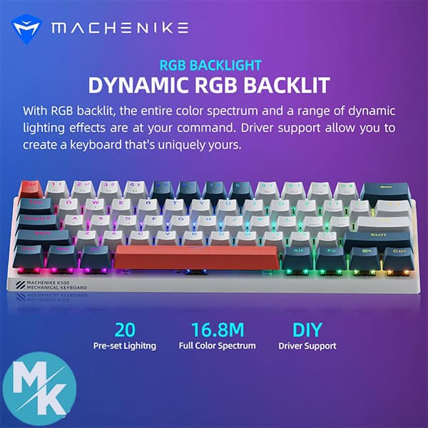 کیبورد سیم دار مکانیکال برند Machenike مدل K500A-B61 — تصویر ۵