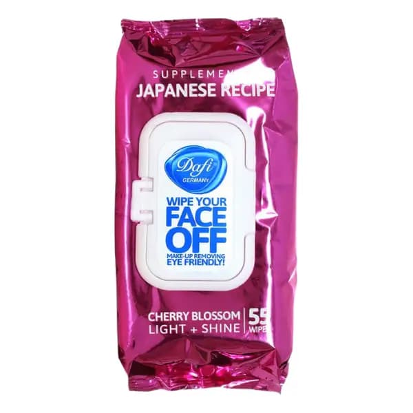 دستمال مرطوب پاک کننده آرایش حاوی عصاره شکوفه گیلاس ژاپنی دافی 55 عدد Dafi makeup remover wipes containing Japanese cherry blossom extract 55 pcs — تصویر ۴
