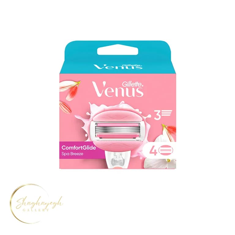 تیغ یدک ۳ تیغه ژیلت ونوس کامفورت گلاید اسپا بریز ۴ عددی Gillette Venus ComfortGlide Spa Breeze Replacement Cartridges 4 Pack