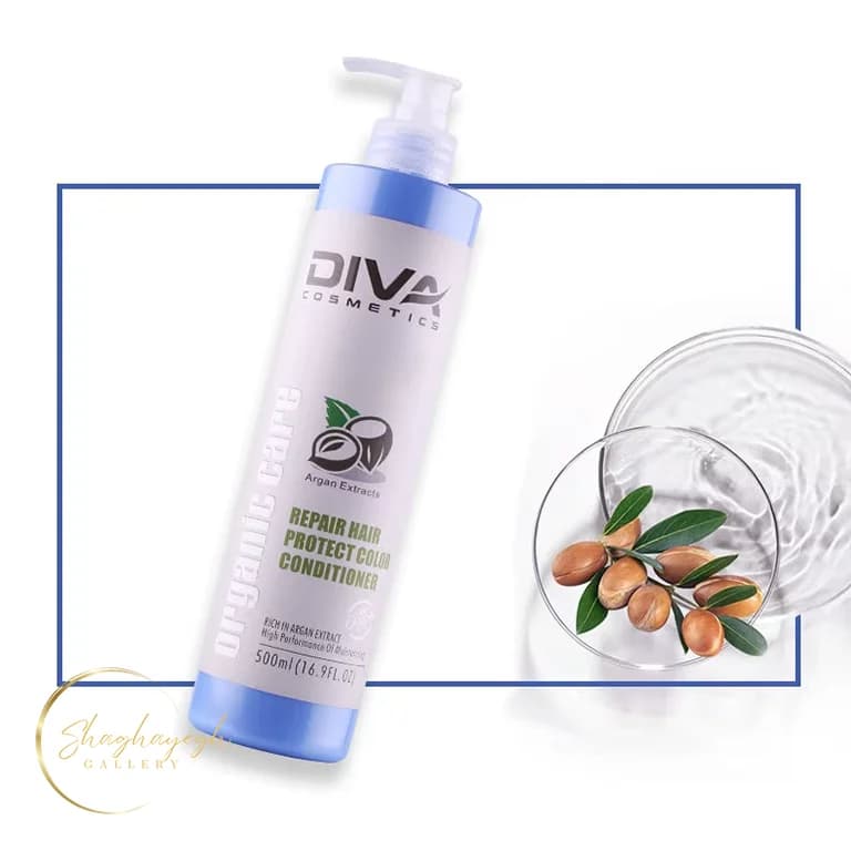 شامپو محافظ رنگ و ترمیم مو ارگان دیوا ۵۰۰ میل Diva Organic Care Argan Repair Color Protect Shampoo 500ml — تصویر ۳