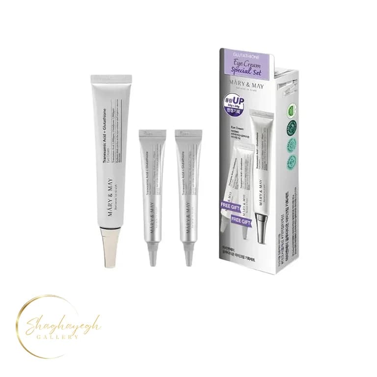 کرم دور چشم روشنکننده و ضد تیرگی مری اند می حجم ۳۰ گرم به همراه ۲ عدد هدیه Mary & May Tranexamic Acid Glutathione Eye Cream Special Set 30g — تصویر ۳