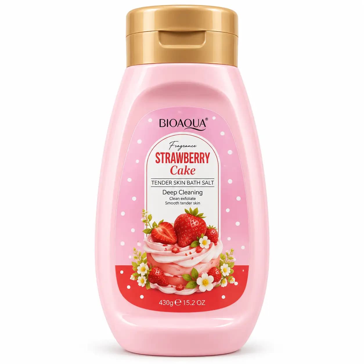 نمک بدن لایهبردار مدل Strawberry Cake رایحه کیک توتفرنگی وزن 430 گرم — تصویر ۲