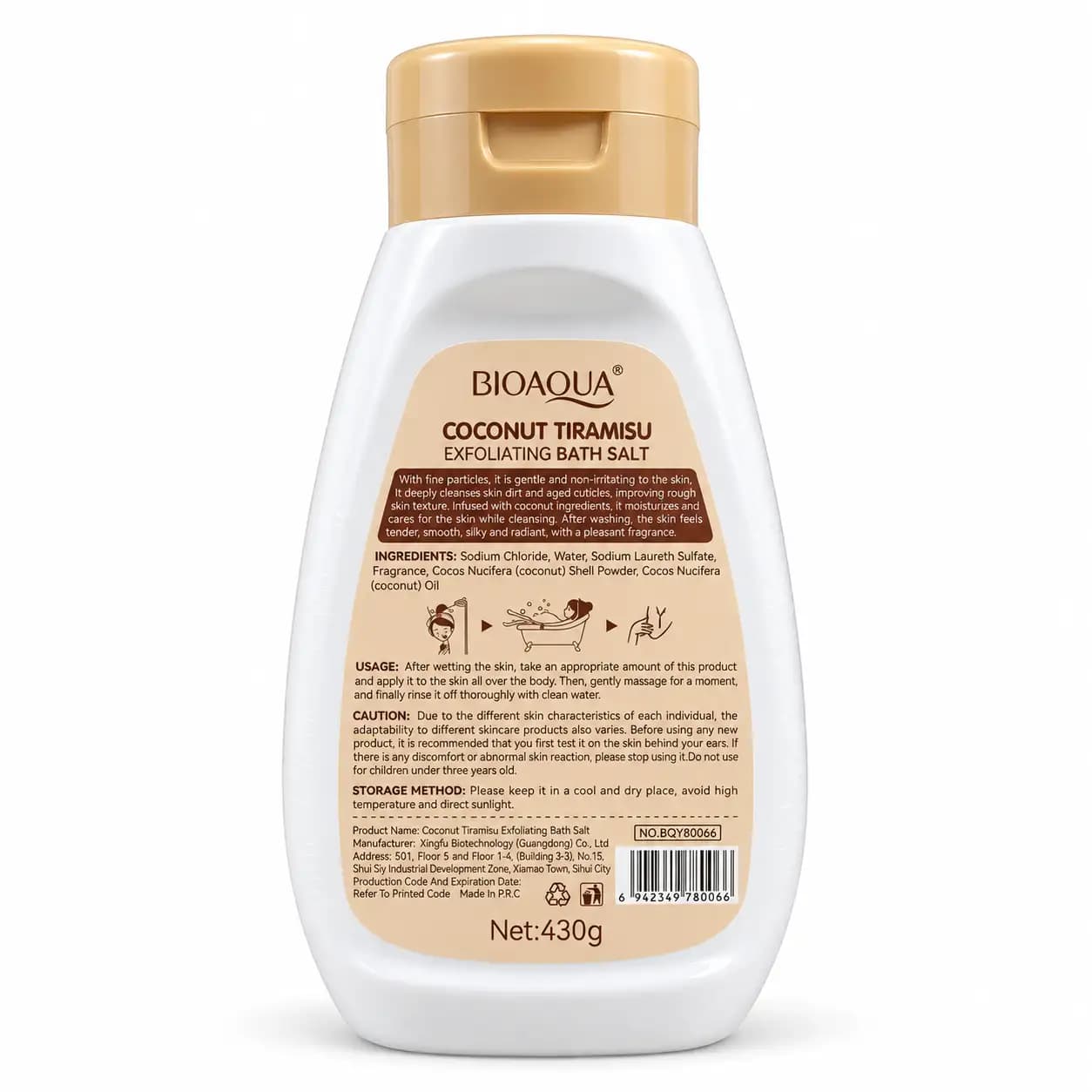 نمک بدن لایهبردار مدل Coconut Tiramisu رایحه نارگیل و تیرامیسو وزن 430 گرم — تصویر ۳