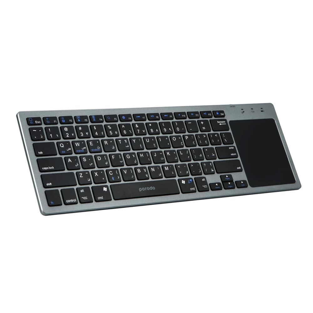 کیبورد بلوتوثی دارای تاچپد پرودو Porodo PD-WKBTP-GY Keyboard With TouchPad