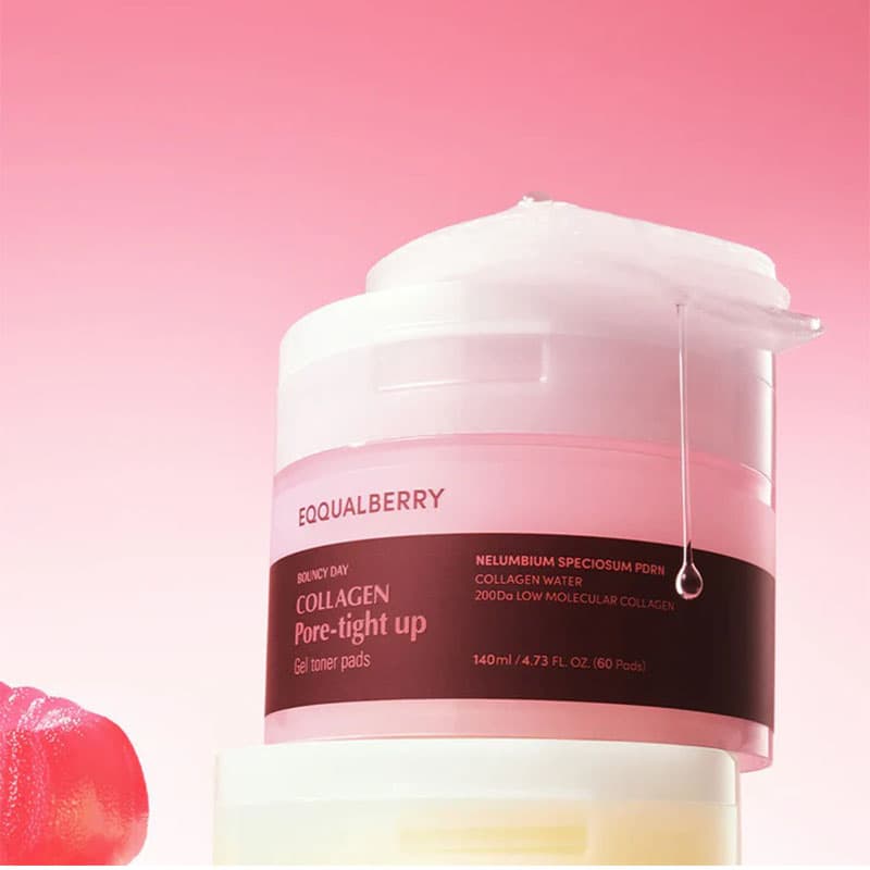 پد تونر ژلی کلاژن اکوال بری EQQUALBERRY Collagen Pore-Tight Up Gel Toner Pads — تصویر ۶