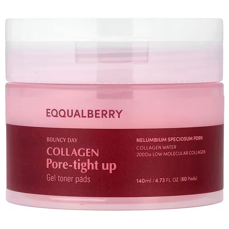 پد تونر ژلی کلاژن اکوال بری EQQUALBERRY Collagen Pore-Tight Up Gel Toner Pads — تصویر ۲
