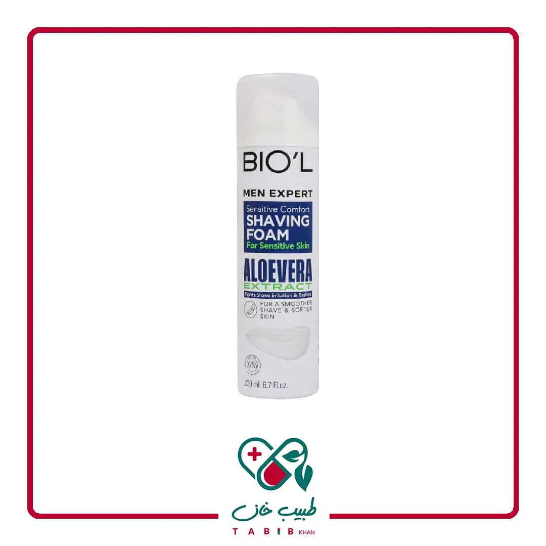 فوم اصلاح مردانه بیول حاوی عصاره آلوئه ورا 200 میلی لیتر/Biol Shaving Foam With Aloe Vera Extract 200 ml — تصویر ۲
