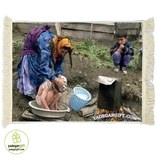 تابلو فرش ماشینی طرح آثار ایرانی حمام عشایر کد i9 - 70*50