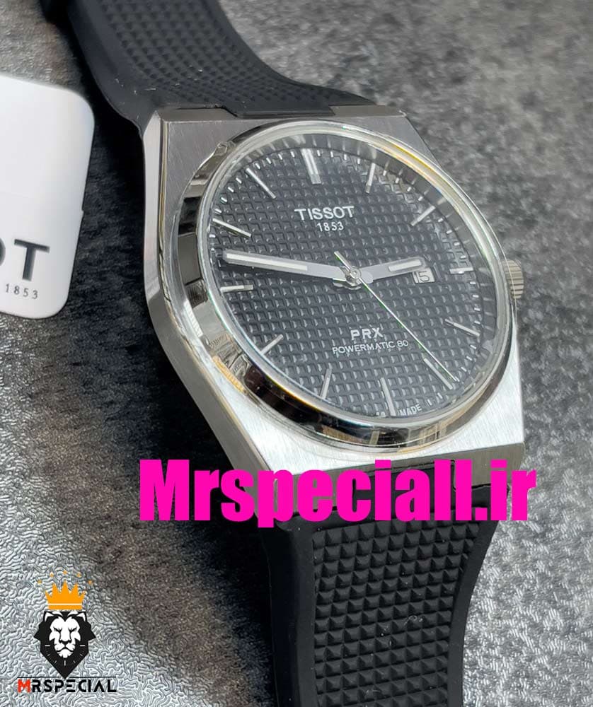 ساعت مچی تیسوت مردانه پی ار ایکس کوارتز بند رابر مشکی صفحه مشکی 020780 TISSOT PRX — تصویر ۱۲