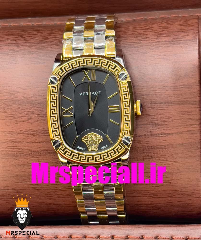 ساعت مچی زنانه ورساچه کوارتز دورنگ طلایی صفحه مشکی 020670 VERSACE — تصویر ۴