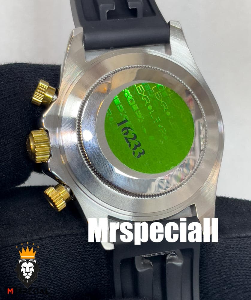 ساعت مردانه رولکس دیتونا فول دیت بند رابر صفحه مشکی 020620 ROLEX DAYTONA — تصویر ۷