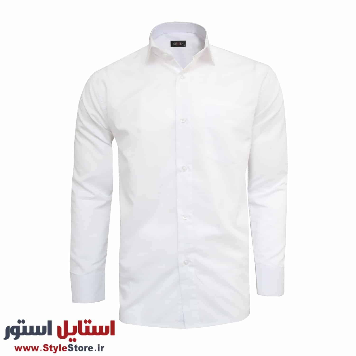 پیراهن مردانه آستین بلند کلاسیک رنگ سفید (اوت لت)
