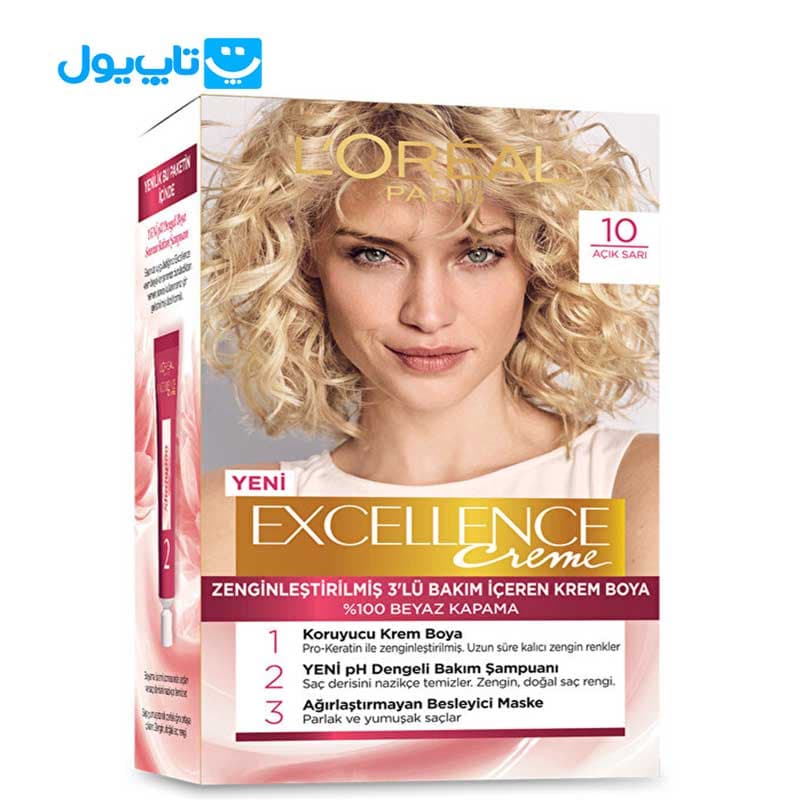 کیت رنگ مو لورآل Loreal مدل Excellence Creme شماره 10 بلوند بسیار روشن — تصویر ۶