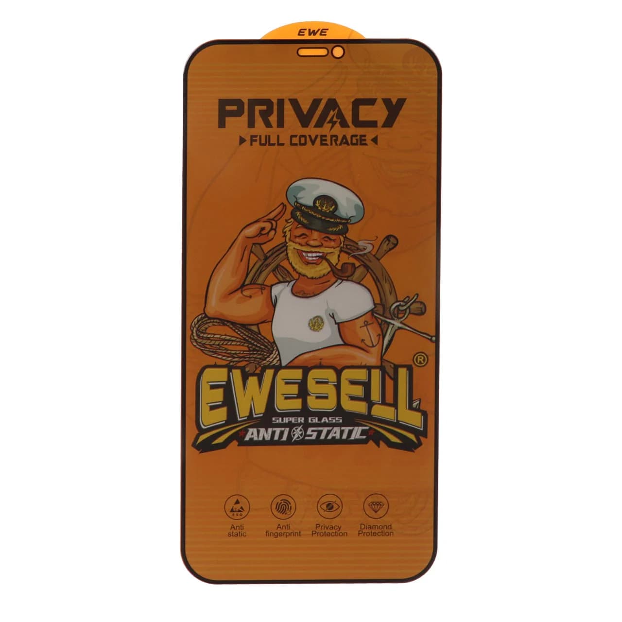 محافظ صفحه نمایش شیشه ای Full Cover Ewesell Anti Static Privacy مدل Apple iPhone 12 Pro Max — تصویر ۴