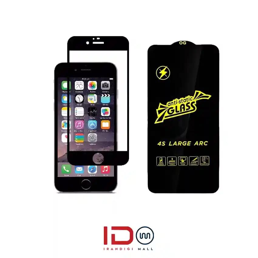 گلس شیشه ای تمام صفحه و فول چسب آنتی استاتیک موبایل iPhone 6 — تصویر ۲