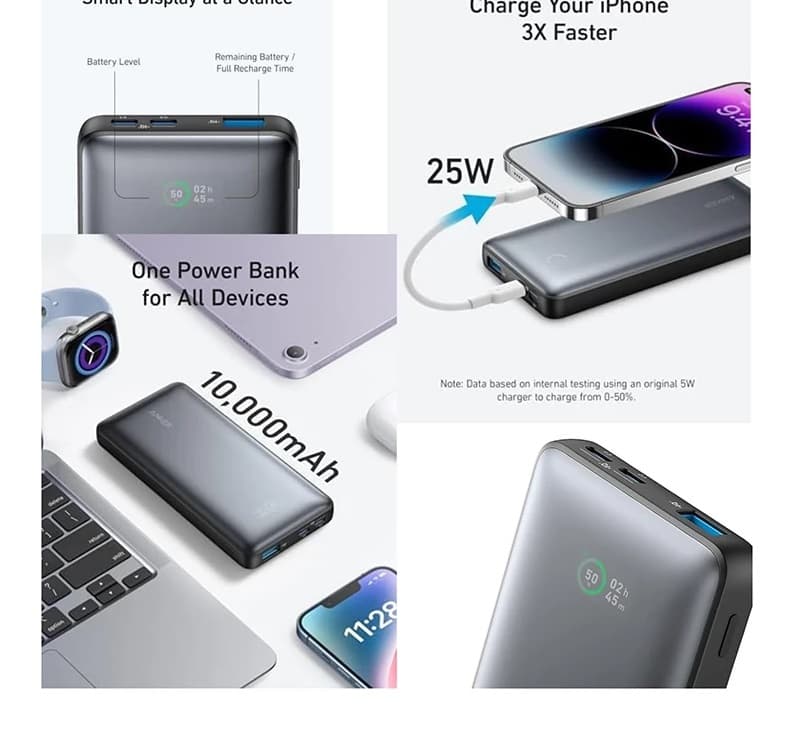 پاوربانک انکر مدل PowerCore 533 A1249H11 ظرفیت 10000 میلی آمپر — تصویر ۲