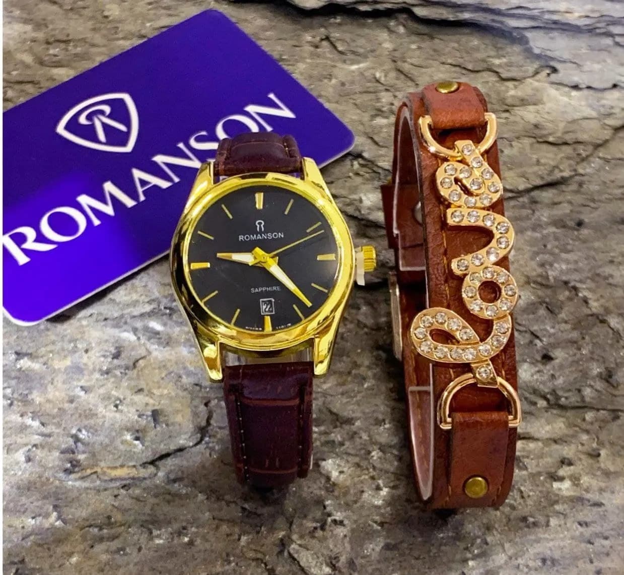 ساعت مچی زنانه Romanson و دستبند چرمی هدیه — تصویر ۵