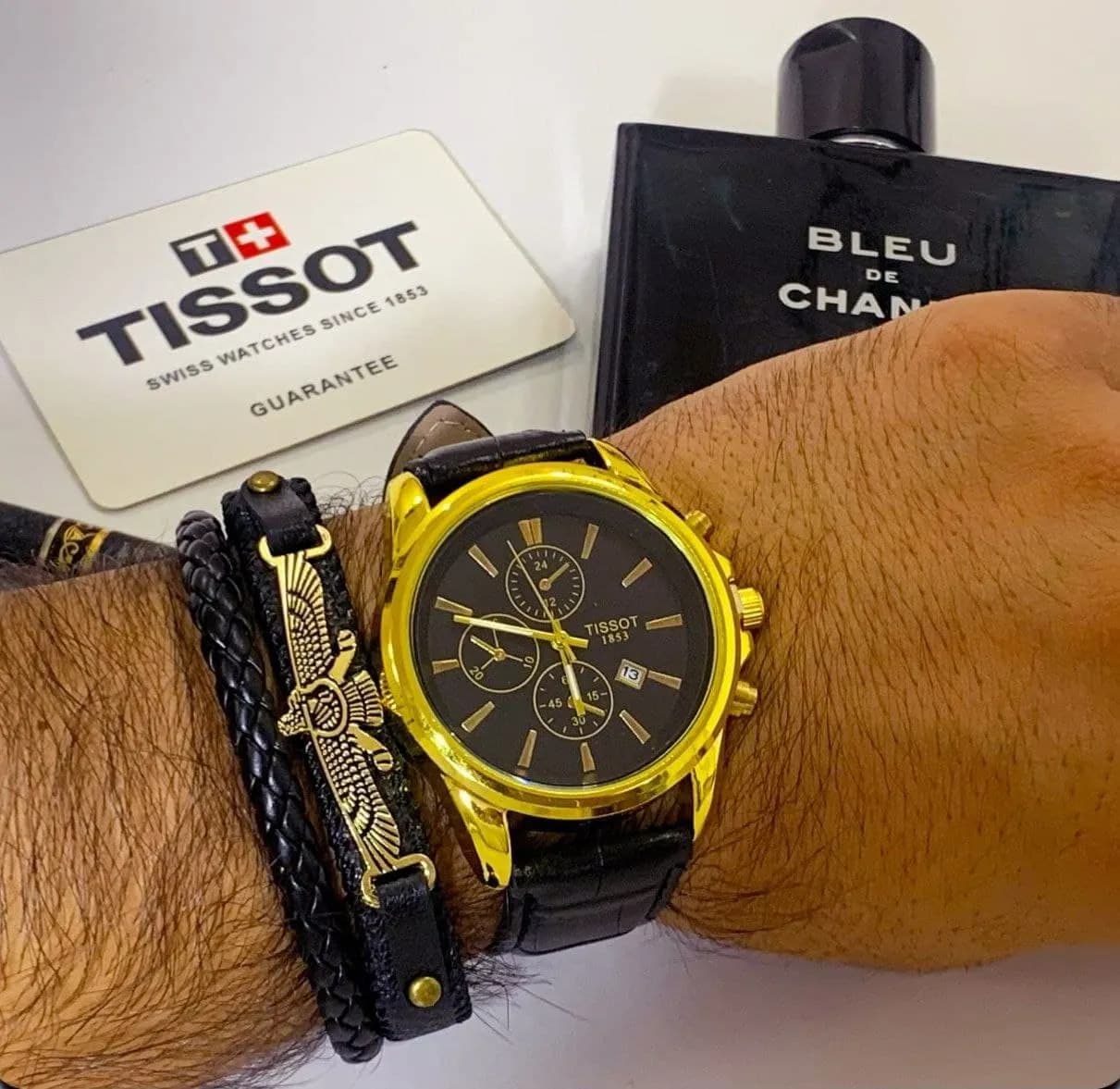 ساعت مچی مردانه Tissot و دستبند چرمی فروهر مدل 118 — تصویر ۳
