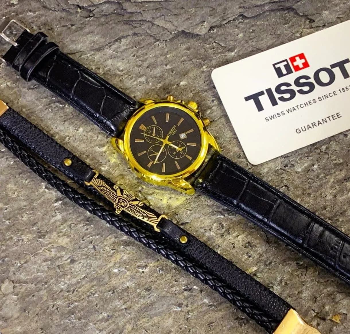 ساعت مچی مردانه Tissot و دستبند چرمی فروهر مدل 118 — تصویر ۲