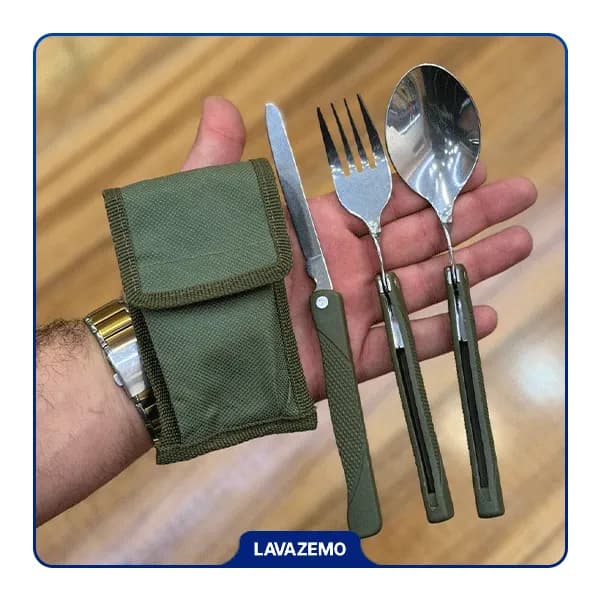 ست قاشق چنگال ۳ تکه سبز