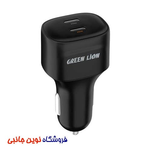 شارژر فندکی 45 وات گرین لاین مدل GNCC2PD45WBK تایپ سی | Green Lion Dual Ports USB-C Car Charger with 45W Multi-Device Charging ( تک / عمده )
