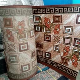 گلیم فرش ماشینی کاشان طرح مینا قهوه ای کناره برشی (1/30*1)پس کرایه — تصویر ۲