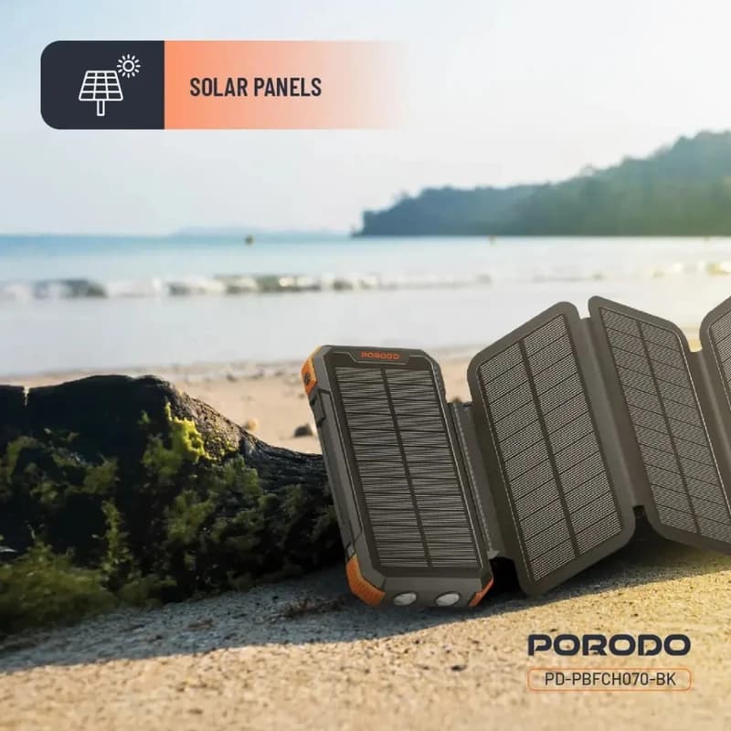 پاوربانک 4 پنل خورشیدی 20000 پرودو Porodo Power Bank 20000mAh 4-Panel Solar PD-PBFCH070 — تصویر ۱۰