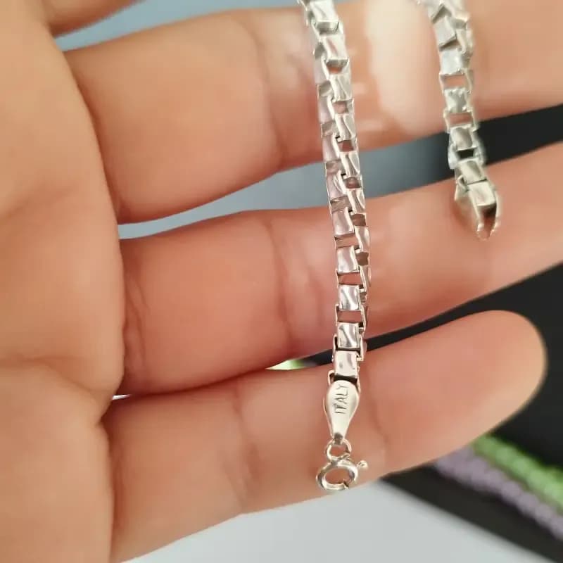 دستبند نقره زنانه ایتالیایی عیار 925 روکش طلا رنگ نقره ای — تصویر ۶