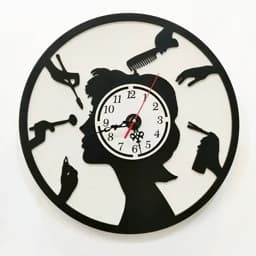 ساعت دیواری آرایشگاه زنانه چوبی با موتور آرام گرد کد 01 — تصویر ۲