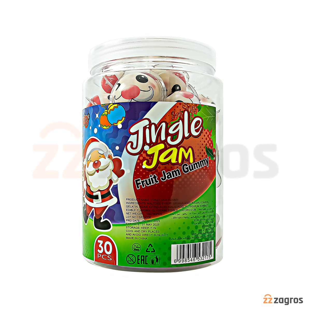 پاستیل با مغز ژله میوه ای Roz مدل Jingle Jam بسته 30 عددی — تصویر ۴