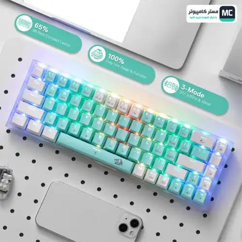 کیبورد بی سیم مکانیکال گیمینگ ردراگون Castor K631 PRO GW — تصویر ۱۰