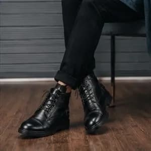کفش نیم بوت اسپرت مردانه مدل لیون چرم صنعتی رنگ مشکی — تصویر ۷