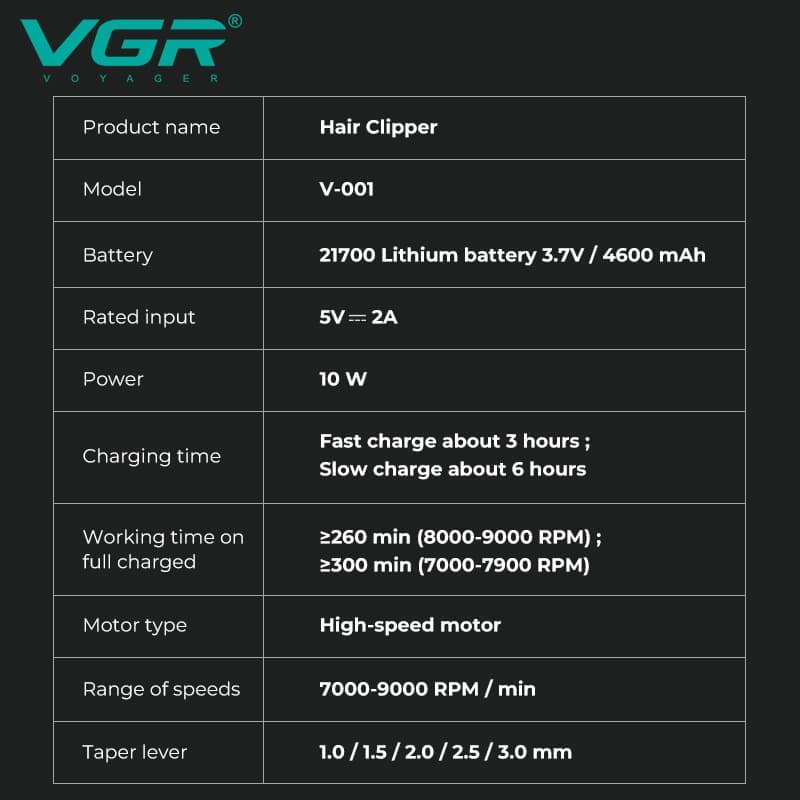ماشین اصلاح سر و صورت وی جی آر مدل V-001 (طلایی) — تصویر ۶